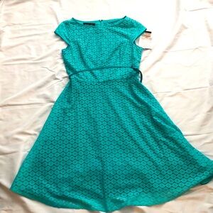 NWT Black Label by Evan-Piccone Cap Sleeve A Line Dress—Aqua—10